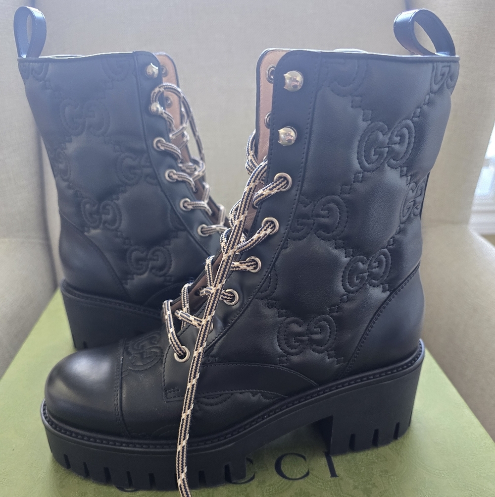 Gucci Black Quilted Leather Boots
